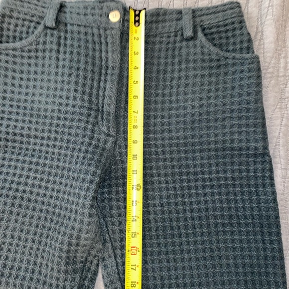 Soluna Collective Blue Wide Leg Spruce Green Waffle Pants Size 10 - Picture 16 of 16